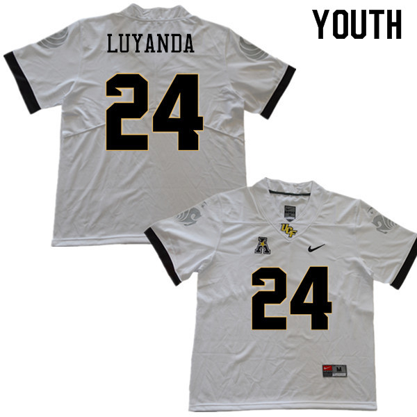 Youth #24 Gabriel Luyanda UCF Knights College Football Jerseys Sale-White